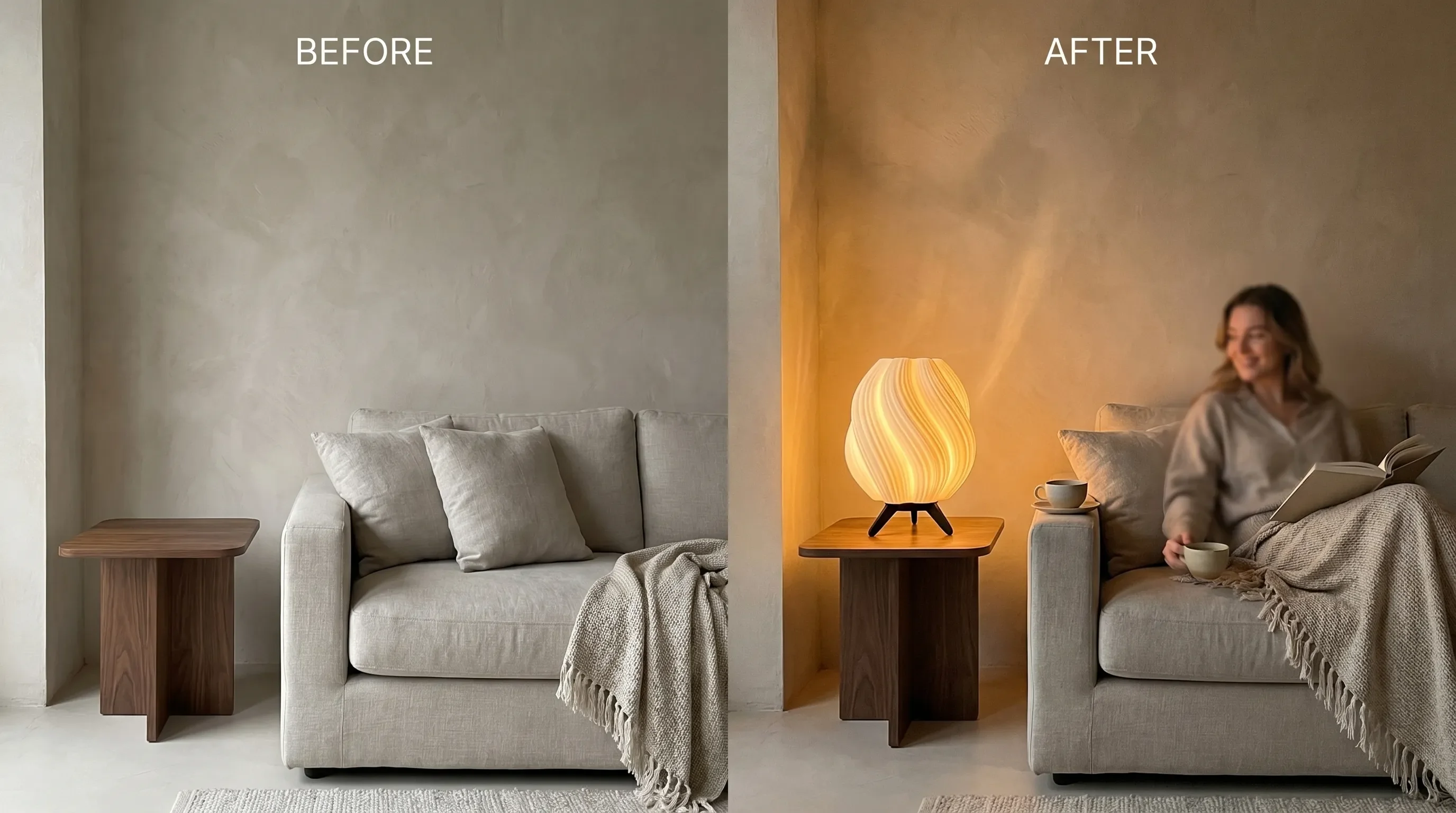 Luminaire imprimé en 3D NÜRA diffusion lumineuse ambrée 2700K