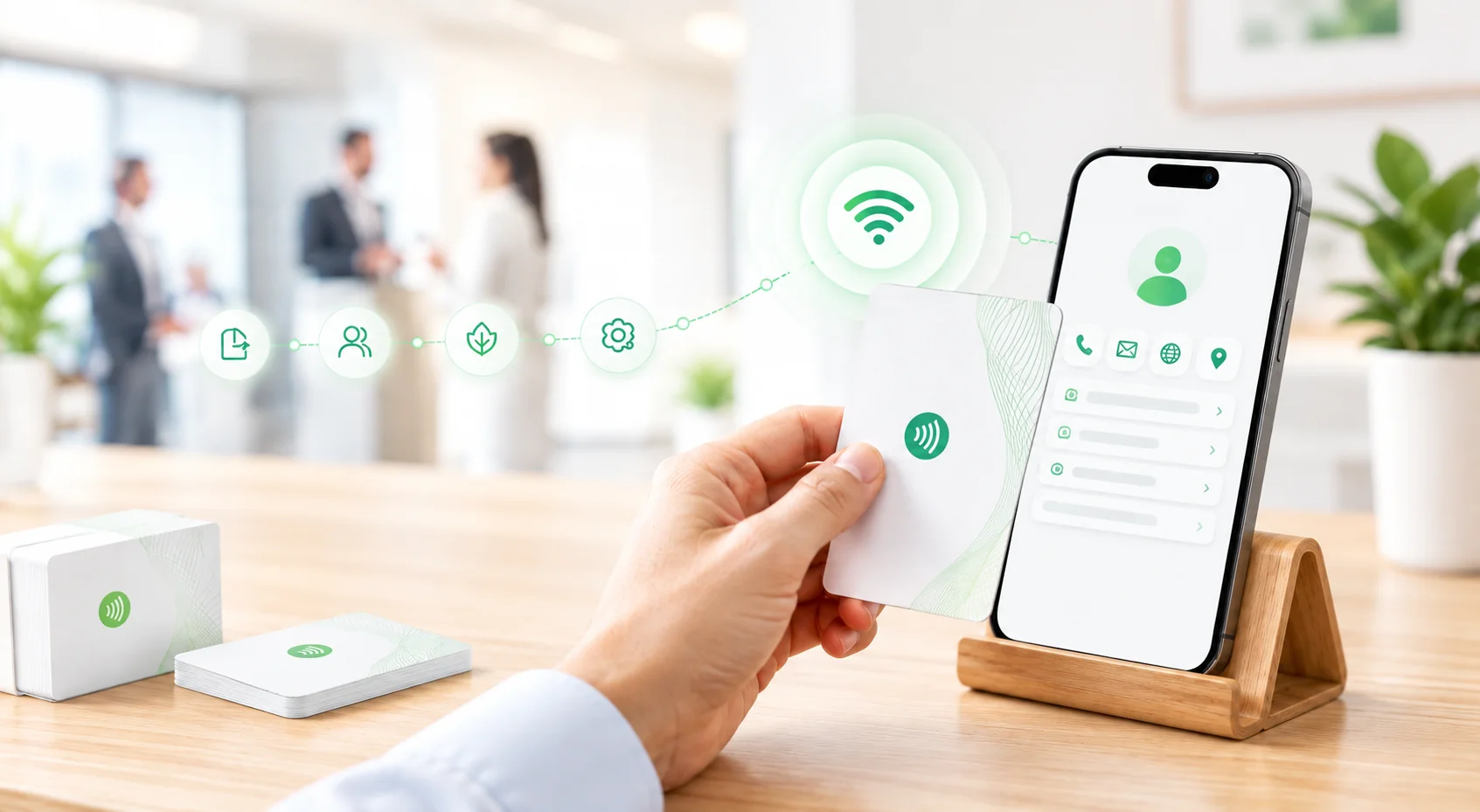 Carte de visite NFC personnalisée en métal brossé avec logo gravé